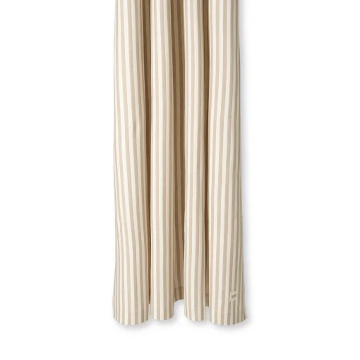 Ferm Living Duschvorhang Chambray Striped Textil Beige / 160 X H 205 Cm - Baumwolle Beschichtet - Gebrochen Weis - Sand Online