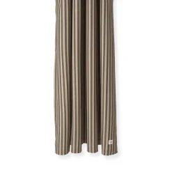 Ferm Living Duschvorhang Chambray Striped Textil Schwarz Beige / 160 X H 205 Cm - Baumwolle Beschichtet - Sand - Schwarz Clearance