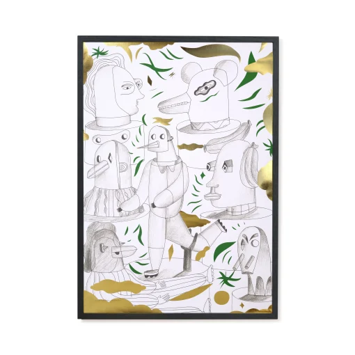 The Wrong Shop Eingerahmter Poster Jaime Hayon X - Animalotheque Papierfaser Grun / 49 X 67,8 Cm - Exklusivitat - Gold - Grun - Weis Clearance