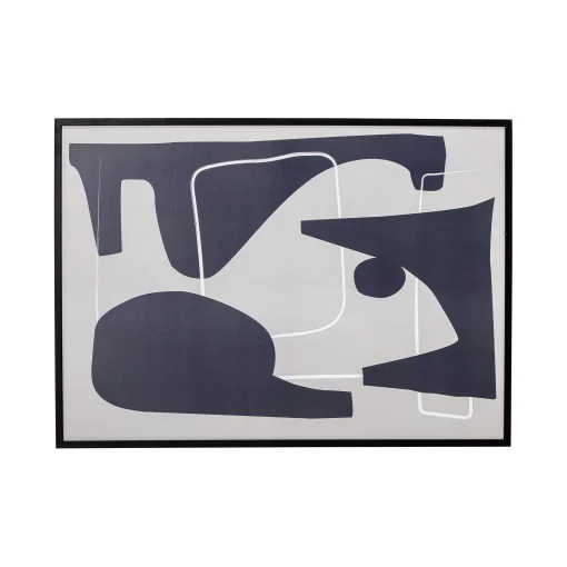 Bloomingville Eingerahmter Poster Sanremo Holz Blau / L 52 X H 72 Cm - Schwarzer Holzrahmen - Blau - Grau Discount