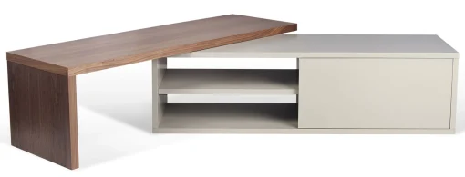POP UP HOME Erweiterbares Tv-Möbel Slide Grau Holz Natur / Drehbar - L 110 Bis 203 Cm - Grau - Nussbaum Clearance