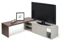 POP UP HOME Erweiterbares Tv-Möbel Slide Grau Holz Natur / Drehbar - L 110 Bis 203 Cm - Grau - Nussbaum Clearance