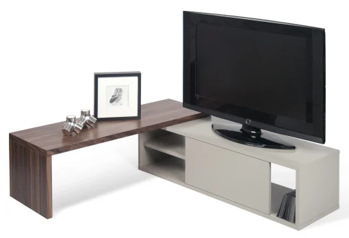 POP UP HOME Erweiterbares Tv-Möbel Slide Grau Holz Natur / Drehbar - L 110 Bis 203 Cm - Grau - Nussbaum Clearance