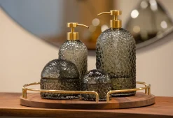 AYTM Flussigseifenspender Arura Small Glas Schwarz / Strukturglas - O 7 X H 16 Cm - Gold - Schwarz Clearance