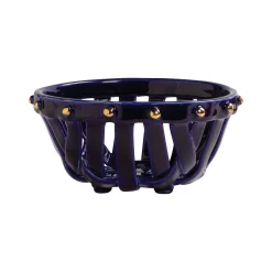 & klevering Fruchtekorb Studs Keramik Blau / O 19.5 - Keramik - Gold - Marineblau Best Sale