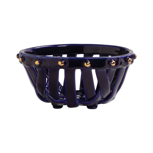 & klevering Fruchtekorb Studs Keramik Blau / O 19.5 - Keramik - Gold - Marineblau Best Sale