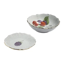 & klevering Fruchtesieb Mure Keramik Bunt / O 17,5 Cm - Mit Kleinem Teller - Bunt - Gold - Weis Sale