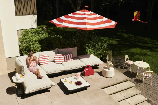 Fatboy GartenMöbel Paletti Set Textil Beige / Sitzgruppe: Couchtisch 90 X 90 Cm + Sofa L 180 Cm (Armlehne Links) - Sahara - Taupe Hell Cheap