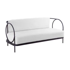 Unopiu Gartensofa 3-Sitzer Ariete Weis / L 185 Cm - Eisen & Stoff - Blanc Diamante - Bronze Cheap