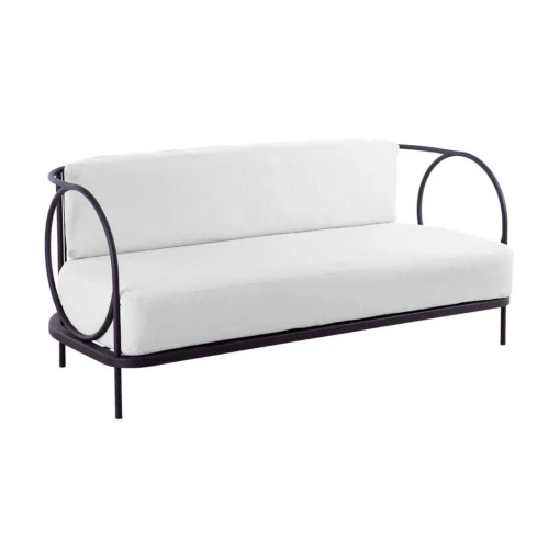 Unopiu Gartensofa 3-Sitzer Ariete Weis / L 185 Cm - Eisen & Stoff - Blanc Diamante - Bronze Cheap
