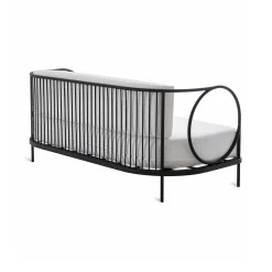 Unopiu Gartensofa 3-Sitzer Ariete Weis / L 185 Cm - Eisen & Stoff - Blanc Diamante - Bronze Cheap