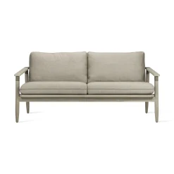 Vincent Sheppard Gartensofa 2-Sitzer David 2S Textil Beige Holz Natur / L 167 Cm - / Teakholz, Gealtert & Ruckenlehne Seile - Beige - Greige - Teck Vieilli Outlet