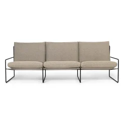 Ferm Living Gartensofa 3-Sitzer Desert Dolce Textil Beige / 3-Sitzer - L 233 Cm - Innenbereich-Außenbereich - Dunkler Sand - Schwarz New