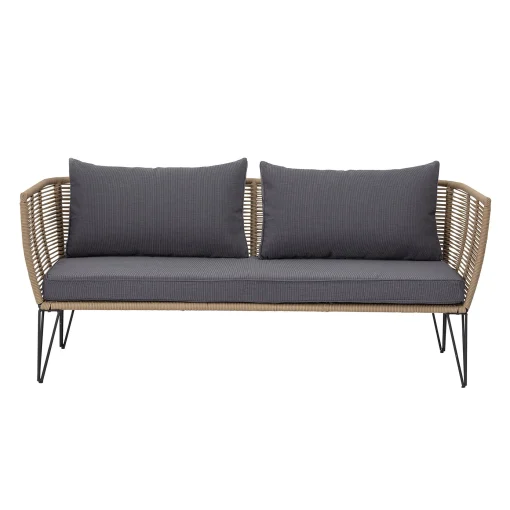 Bloomingville Gartensofa 3-Sitzer Mundo Textil Grau Beige / L 175 Cm - Pvc-Bander - Dunkelgrau - Taupe Cheap