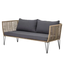 Bloomingville Gartensofa 3-Sitzer Mundo Textil Grau Beige / L 175 Cm - Pvc-Bander - Dunkelgrau - Taupe Cheap