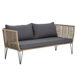 Bloomingville Gartensofa 3-Sitzer Mundo Textil Grau Beige / L 175 Cm - Pvc-Bander - Dunkelgrau - Taupe Cheap