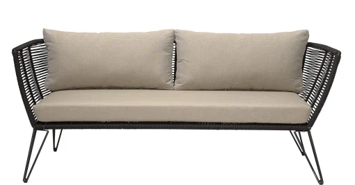 Bloomingville Gartensofa 3-Sitzer Mundo Textil Schwarz Beige / L 175 Cm - Fur Haus, Terrasse Und Garten - Schwarz - Taupe Discount