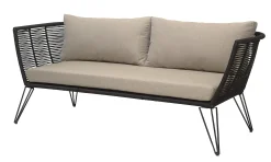 Bloomingville Gartensofa 3-Sitzer Mundo Textil Schwarz Beige / L 175 Cm - Fur Haus, Terrasse Und Garten - Schwarz - Taupe Discount