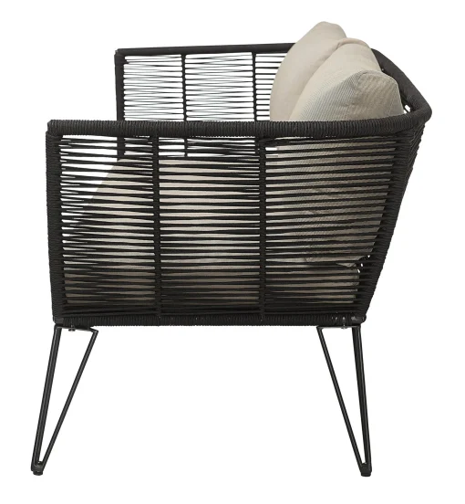 Bloomingville Gartensofa 3-Sitzer Mundo Textil Schwarz Beige / L 175 Cm - Fur Haus, Terrasse Und Garten - Schwarz - Taupe Discount