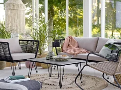 Bloomingville Gartensofa 3-Sitzer Mundo Textil Schwarz Beige / L 175 Cm - Fur Haus, Terrasse Und Garten - Schwarz - Taupe Discount