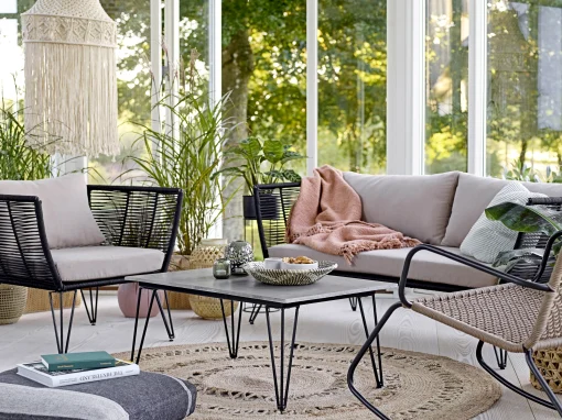 Bloomingville Gartensofa 3-Sitzer Mundo Textil Schwarz Beige / L 175 Cm - Fur Haus, Terrasse Und Garten - Schwarz - Taupe Discount