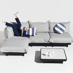 Fatboy Gartensofa 4-Sitzer Paletti Set Textil Grau / Armlehne Links - L 280 X 190 Cm - Stein-Grau Cheap