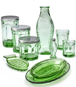 Serax Gefass Fish & Fish Small Glas Grun Metall / H 11,5 Cm - Grun Transparent - Metall Hot