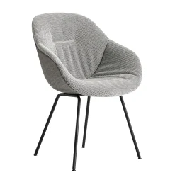 Hay Gepolsterter Sessel About A Chair Aac127 Soft Duo Textil Weis Grau Schwarz / Hohe Ruckenlehne - Ganz Mit Gestepptem Stoff Bezogen & Metall - Grau - Schwarz - Weis Outlet