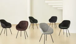 Hay Gepolsterter Sessel About A Chair Aac127 Soft Duo Textil Weis Grau Schwarz / Hohe Ruckenlehne - Ganz Mit Gestepptem Stoff Bezogen & Metall - Grau - Schwarz - Weis Outlet