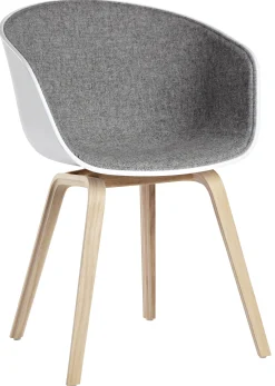 Hay Gepolsterter Sessel About A Chair Aac22 Plastikmaterial Textil Holz Weis Grau / 4 Fuse - Sitzflache Mit Stoff Ausgekleidet - Hellgrau - Holz Natur - Weis Best Sale