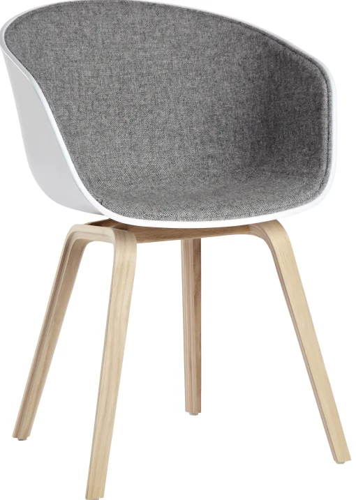 Hay Gepolsterter Sessel About A Chair Aac22 Plastikmaterial Textil Holz Weis Grau / 4 Fuse - Sitzflache Mit Stoff Ausgekleidet - Hellgrau - Holz Natur - Weis Best Sale