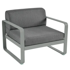 Fermob Gepolsterter Sessel Bellevie Lounge Metall Textil Grau / Stoff Flanellgrau - Graphitgrau - Gris Lapilli Outlet