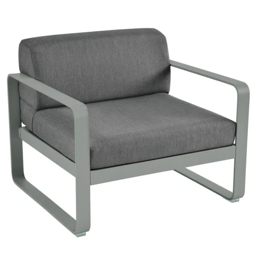 Fermob Gepolsterter Sessel Bellevie Lounge Metall Textil Grau / Stoff Flanellgrau - Graphitgrau - Gris Lapilli Outlet