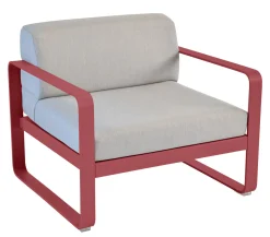 Fermob Gepolsterter Sessel Bellevie Lounge Metall Textil Orange Grau / Bezug Grau - Flanellgrau - Pepper Flash Sale