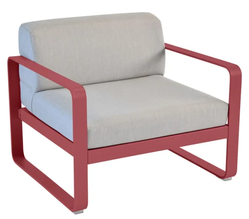 Fermob Gepolsterter Sessel Bellevie Lounge Metall Textil Orange Grau / Bezug Grau - Flanellgrau - Pepper Flash Sale