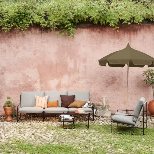 Ferm Living Gepolsterter Sessel Desert Stripe Textil Braun - Raye Chocolat - Schwarz Shop