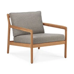Ethnicraft Gepolsterter Sessel Jack Outdoor Textil Holz Braun Beige / Teakholz & Stoff - Mokka - Teak Fashion