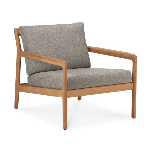 Ethnicraft Gepolsterter Sessel Jack Outdoor Textil Holz Braun Beige / Teakholz & Stoff - Mokka - Teak Fashion
