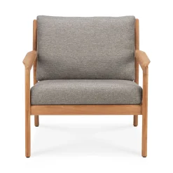 Ethnicraft Gepolsterter Sessel Jack Outdoor Textil Holz Braun Beige / Teakholz & Stoff - Mokka - Teak Fashion