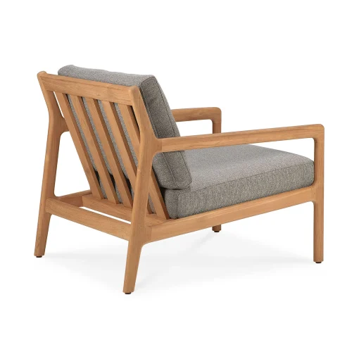 Ethnicraft Gepolsterter Sessel Jack Outdoor Textil Holz Braun Beige / Teakholz & Stoff - Mokka - Teak Fashion
