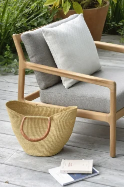 Ethnicraft Gepolsterter Sessel Jack Outdoor Textil Holz Braun Beige / Teakholz & Stoff - Mokka - Teak Fashion