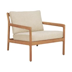 Ethnicraft Gepolsterter Sessel Jack Outdoor Textil Holz Beige / Teakholz & Stoff - Natur - Teak New