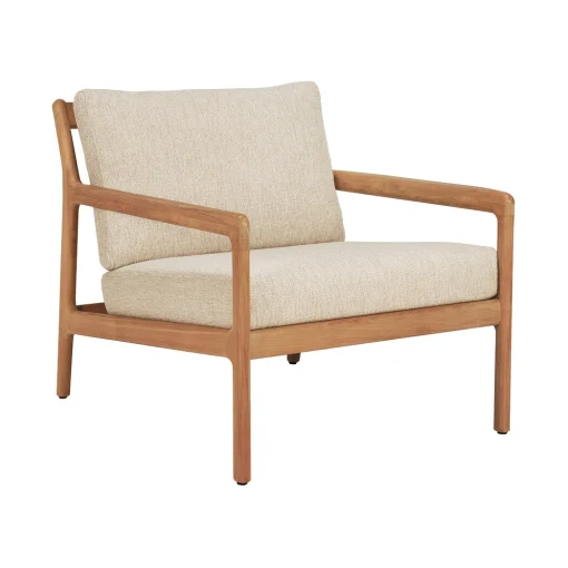 Ethnicraft Gepolsterter Sessel Jack Outdoor Textil Holz Beige / Teakholz & Stoff - Natur - Teak New