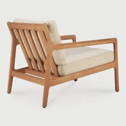 Ethnicraft Gepolsterter Sessel Jack Outdoor Textil Holz Beige / Teakholz & Stoff - Natur - Teak New