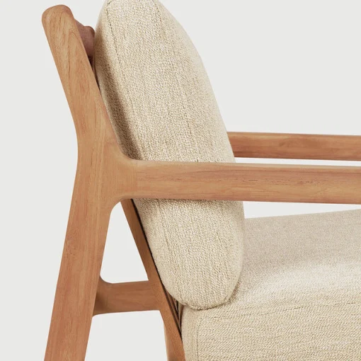 Ethnicraft Gepolsterter Sessel Jack Outdoor Textil Holz Beige / Teakholz & Stoff - Natur - Teak New