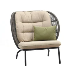 Vincent Sheppard Gepolsterter Sessel Kodo Cocoon N°2 Plastikmaterial Textil Faser Braun Beige / H 98 Cm - Handgeflochtenes Acrylseil - Beige - Fossiles Grau - Grun Fashion