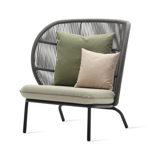 Vincent Sheppard Gepolsterter Sessel Kodo Cocoon N°2 Plastikmaterial Textil Faser Braun Beige / H 98 Cm - Handgeflochtenes Acrylseil - Beige - Fossiles Grau - Grun Fashion