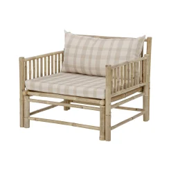 Bloomingville Gepolsterter Sessel Korfu Textil Beige Holz Natur / Bambus & Stoff - Bambus - Beige Store