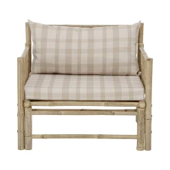 Bloomingville Gepolsterter Sessel Korfu Textil Beige Holz Natur / Bambus & Stoff - Bambus - Beige Store