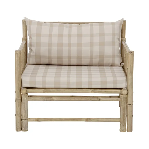Bloomingville Gepolsterter Sessel Korfu Textil Beige Holz Natur / Bambus & Stoff - Bambus - Beige Store